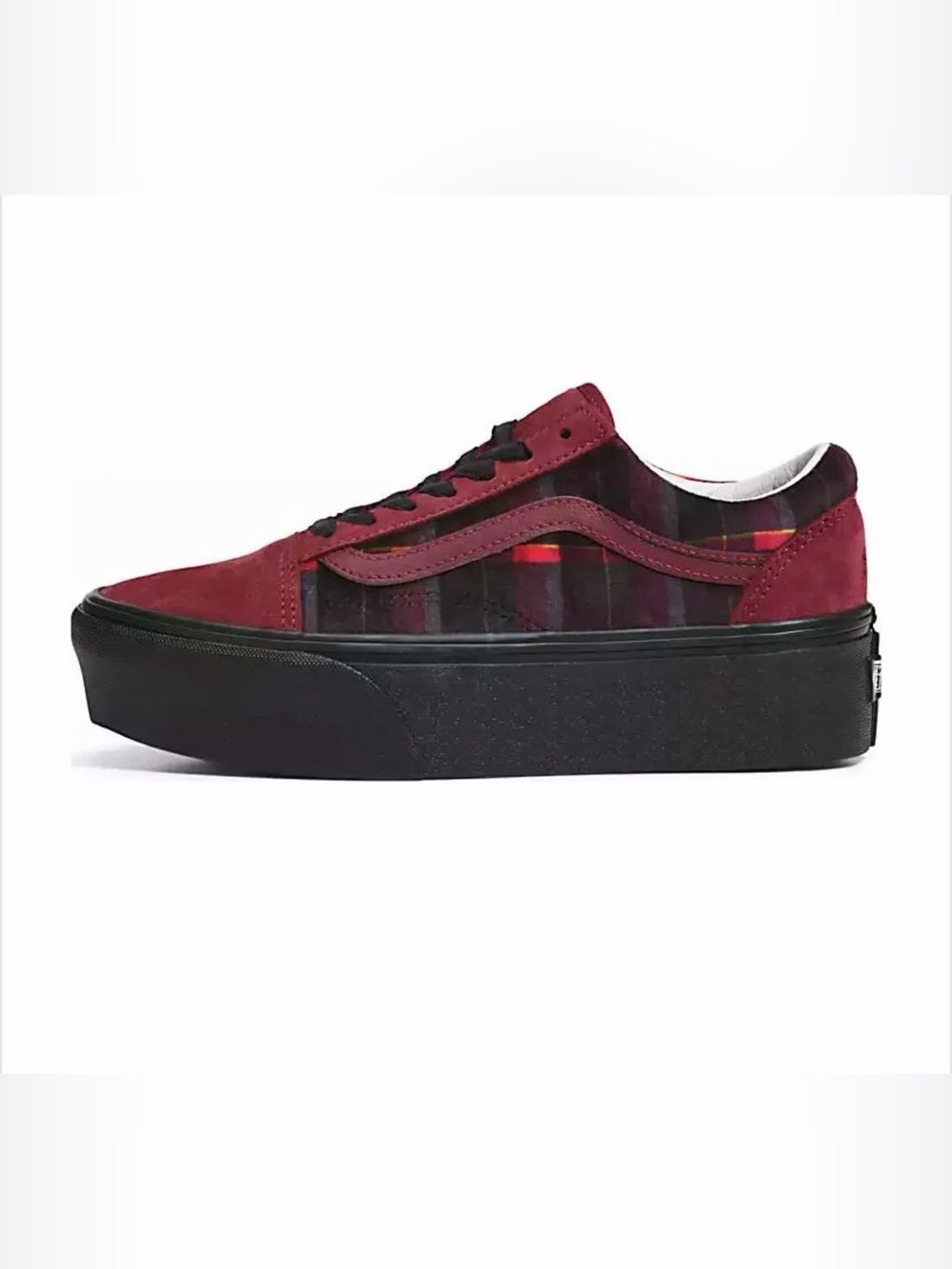 Vans Women's Velvet Plaid Platform Sneakers with Black Sole - Picture 3 of 8